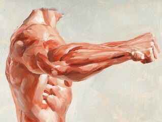 Dynamic Muscle Anatomy Study Art Studio Digital Painting Fine Art Close-Up Human Form Exploration