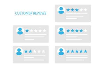 5つ星評価のカスタマーレビューを表したイラストの素材