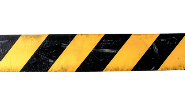 Horizontal black and yellow caution tape PNG. Yellow hazard tape with black stripes top view PNG. Caution tape with black and yellow stripes for safety construction zones or industrial warning signs