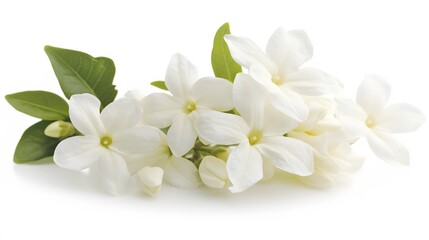 Fototapeta premium Delicate White Flowers with Lush Green Leaves
