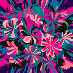 Fototapeta premium Vector background with abstract flowers.
