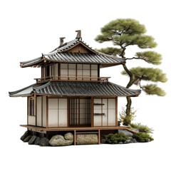 Fototapeta premium Traditional Japanese House Architecture Design isolated