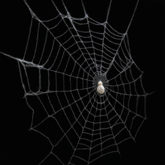 Obraz premium Elegant Spider Web with Focus on White Central Design Against Black