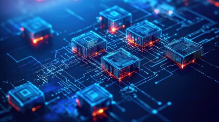 Fototapeta premium Digital Representation of Blockchain and Ledger Technology In Abstract Form