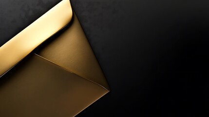 A stylish golden envelope with a polished finish on a matte black background showcasing timeless elegance