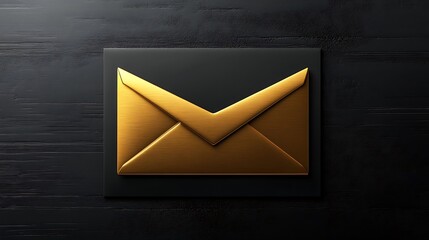 A stylish golden envelope with a polished finish on a matte black background showcasing timeless elegance