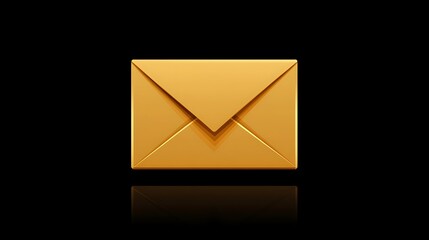 A minimalist golden envelope with a satin finish on a dark black background symbolizing wealth and elegance