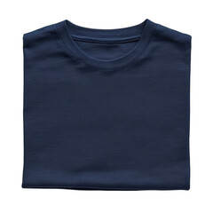 Dark blue folded t-shirt isolated on transparent background