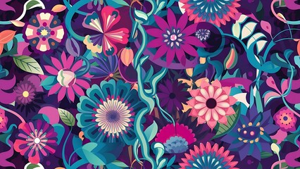 Abstract vector set of seamless floral background