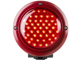 red led light array circular housing bright intense illumination isolated white background