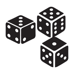 Three Dice Silhouette Vector Illustration