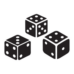 Three Dice Silhouette Illustration for Games and Chance