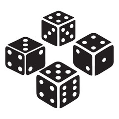 Four Dice Silhouettes Arranged in a Square Vector
