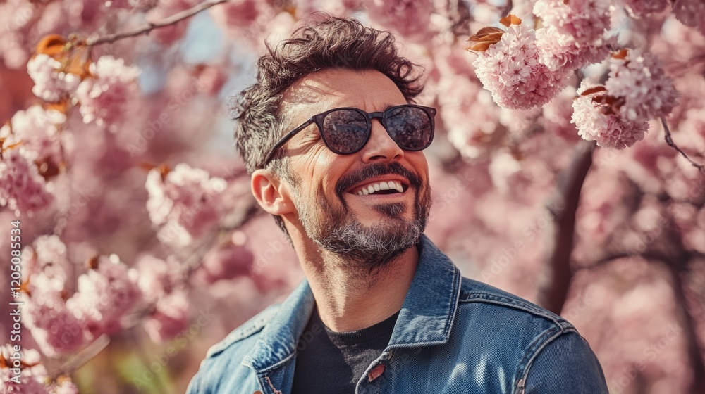 Poster Man in Denim Jacket with Sunglasses