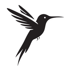 Silhouette of a Hummingbird in Flight