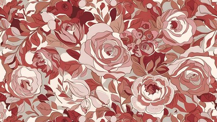 Floral seamless pattern with hand drawn roses