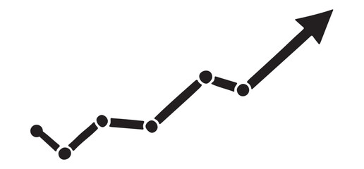Silhouette of an Ascending Line Graph Illustration