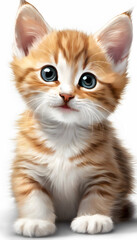 Smiling baby cat isolated on white background cutout. Template for artwork design.