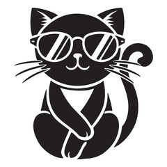 Cool Cat Wearing Sunglasses Silhouette Vector Illustration