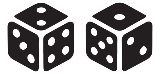 Pair of Simple Dice Silhouette Icons for Game Design