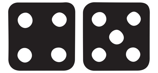Simple Dice Silhouette Icons with White Dots for Games