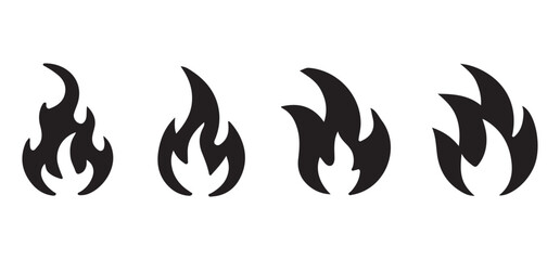 Set of Four Simple Flame Silhouettes for Design