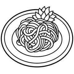 Stylized Spaghetti Vector Design Outline