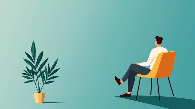 Burnout Recovery Professional counseling session, supportive conversation, flat design illustration