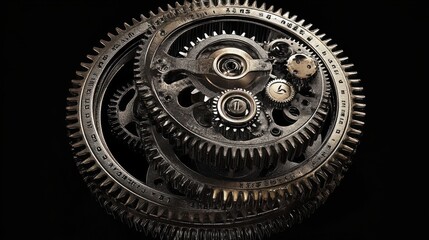 Intricate Metal Gear System Clockwork Mechanism Steampunk Design Industrial Background
