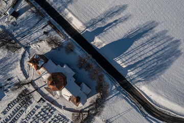 Cerkiew św. Dymitra w Złockiem, Beskid Sądecki, Zima © Maciej G. Szling