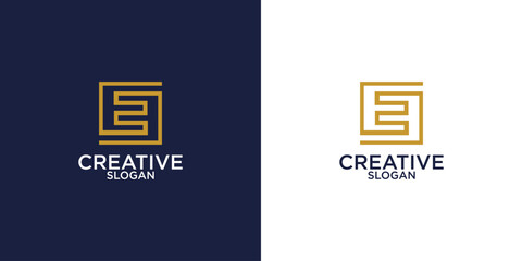 Modern and strong letter E initials logo design
