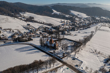 Cerkiew św. Dymitra w Złockiem, Beskid Sądecki, Zima © Maciej G. Szling