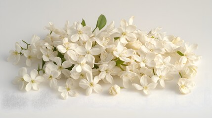 Delicate cluster of creamy white blossoms rests gently