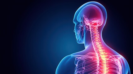 Human Anatomy Neck and Upper Spine 3D Medical Illustration
