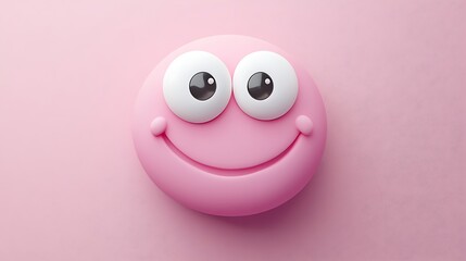 A sorb with funny cartoon eyes and a quirky smile on a light pink background