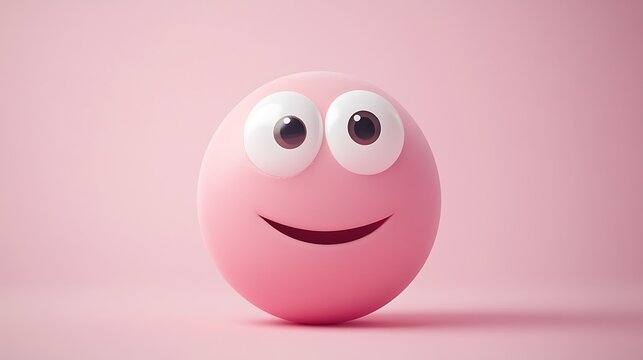 A sorb with funny cartoon eyes and a quirky smile on a light pink background