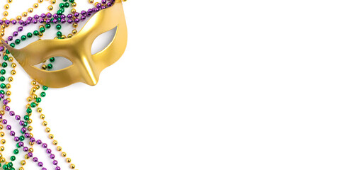 Mardi gras beads frame isolated on white background © Anna