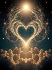 iconoclastic surreal abstract photo of Power of Divine Love Light, symmetrical, iconic, striking, swirling sparkling universe, creating planets and birthing stars, awesome, terrifying, jaw-dropping, l