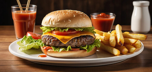 burgur in plates Ai Generated