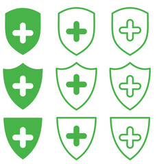 Fototapeta premium Print Black Shield icons set. Protect shield design element. 1176