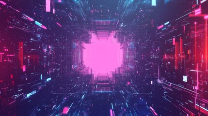 Obraz premium A futuristic abstract gradient background.featuring neon and metallic tones.highlighting innovation and technology.ideal for tech blogs and futuristic designs