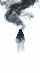 Fototapeta premium Into the Smoke: A Silhouette's Journey