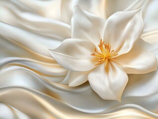 white magnolia flower on silk elegant white magnolia flower on shimmering silk background