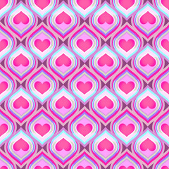 seamless pattern of scarlet hearts. valentine. valentine's Day design. diagonals. abstract background.