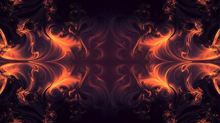 Fototapeta premium Abstract fiery swirls create a symmetrical design