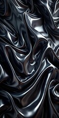 Fototapeta premium Luxury Black Liquid Background with Smooth Metallic Waves and Glossy Finish
