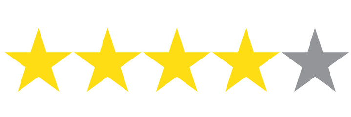 Print five stars customer product review icon. yellow 5 star rating feedback for website, app, ui design.  1176