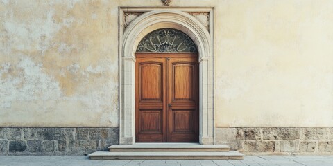 Obraz premium Open Wooden Door Building Side