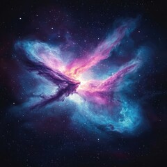 Obraz premium Vibrant nebula in cosmic space astrophysical art wide angle perspective ethereal glow