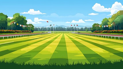 Serene Race Track Landscape  A Perfect Day for Horse Racing.